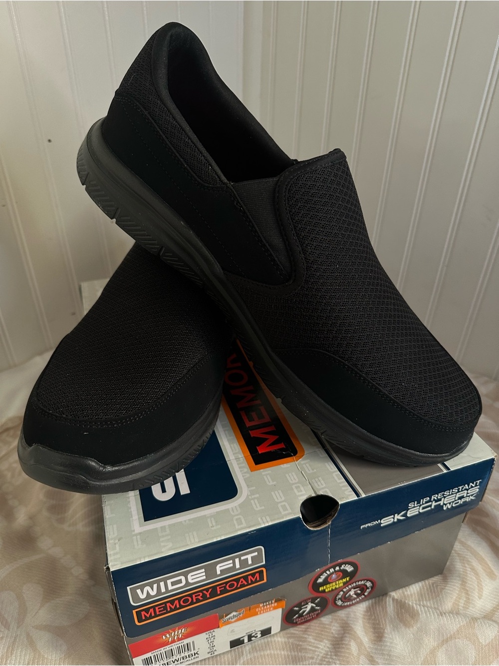 Skechers Work Wide Memory Foam Wide Fit Black US 13 Men Like New